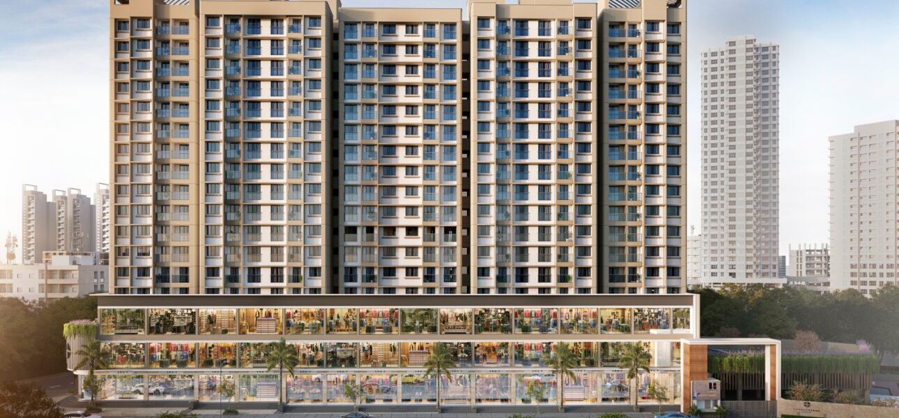 A contemporary mixed-use development combining stylish residential towers with vibrant retail shops, delivering a seamless urban living and shopping experience.